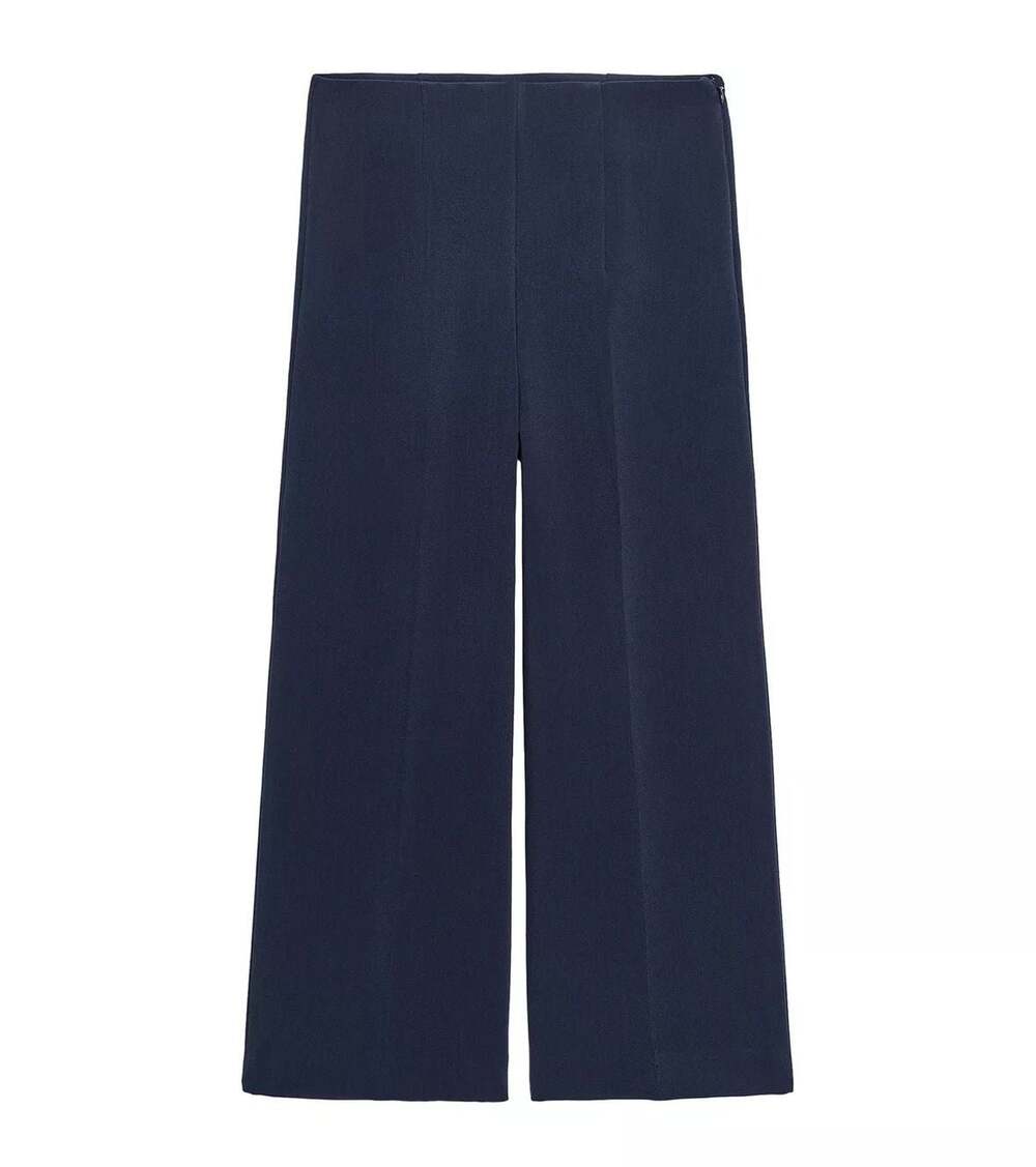 ZARA ZW Collection Minimalist Culottes Wide Leg Trousers Navy Blue